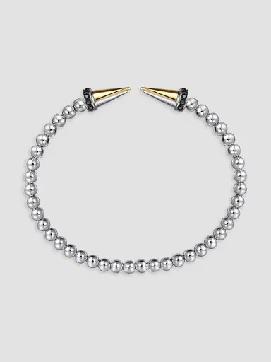 Gabriel & Co Women's Bujukan Sterling Sliver, 14K Yellow Gold & Black Spinel Punk Bangle | Thumbnail 4 Gabriel & Co Women's Bujukan Sterling Sliver, 14K Yellow Gold & Black Spinel Punk Bangle | Thumbnail 4