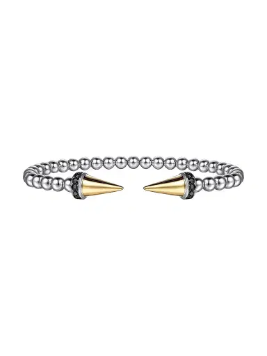 Gabriel & Co Women's Bujukan Sterling Sliver, 14K Yellow Gold & Black Spinel Punk Bangle | Thumbnail 1 Gabriel & Co Women's Bujukan Sterling Sliver, 14K Yellow Gold & Black Spinel Punk Bangle | Thumbnail 1