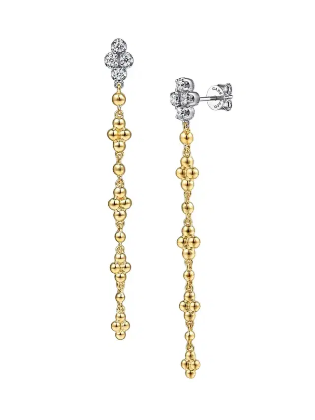 Gabriel & Co Women's Bujukan 14K White & Yellow Gold & 0.32 TCW Diamond Drop Earrings