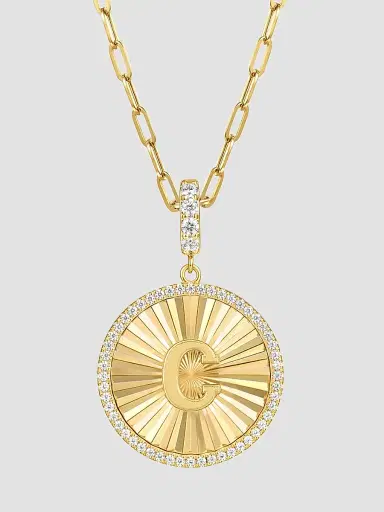 Gabriel & Co Women's Contemporary 14K Yellow Gold & 0.65 TCW Diamond Initial C Medallion Pendant | Thumbnail 4