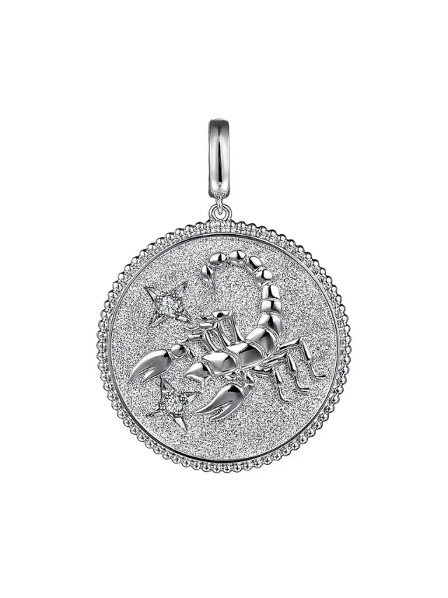 Gabriel & Co Women's Bujukan Sterling Silver & White Sapphire Scorpio Medallion Pendant