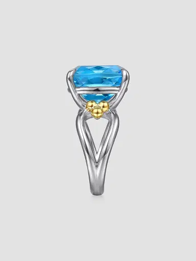 Gabriel & Co Women's Bujukan 14K Yellow Gold, Sterling Silver & Blue Topaz Signet Ring | Thumbnail 5 Gabriel & Co Women's Bujukan 14K Yellow Gold, Sterling Silver & Blue Topaz Signet Ring | Thumbnail 5