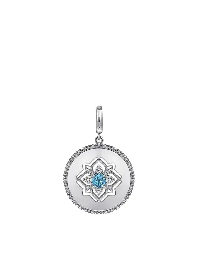 Gabriel & Co Women's Bujukan Sterling Silver, Blue Topaz & White Sapphire Medallion