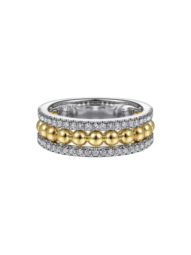 Gabriel & Co Women's Bujukan 14K White & Yellow Gold & 0.40 TCW Diamond Wide Band Ring
