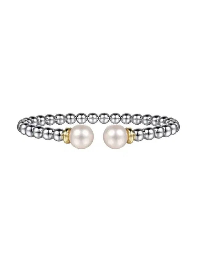 Gabriel & Co Women's Bujukan Sterling Silver, 14K Yellow Gold & Cultured Freshwater Pearl Bangle​
