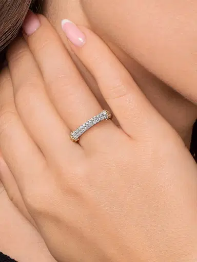 Gabriel & Co Women's Bujukan 14K Yellow Gold, White Sapphire & Sterling Silver Stackable Ring | Thumbnail 2