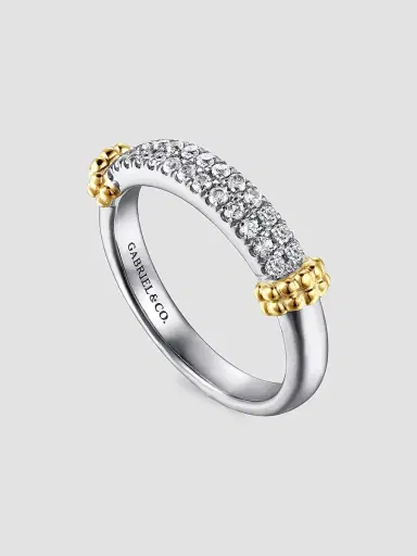 Gabriel & Co Women's Bujukan 14K Yellow Gold, White Sapphire & Sterling Silver Stackable Ring | Thumbnail 3