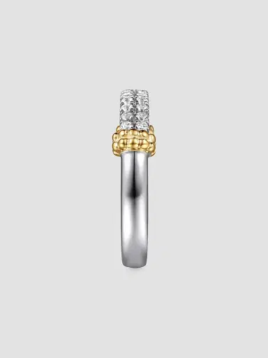 Gabriel & Co Women's Bujukan 14K Yellow Gold, White Sapphire & Sterling Silver Stackable Ring | Thumbnail 4