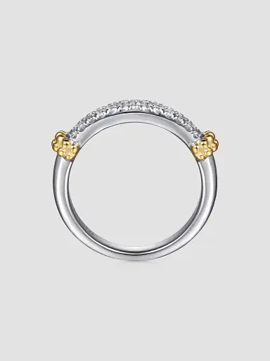 Gabriel & Co Women's Bujukan 14K Yellow Gold, White Sapphire & Sterling Silver Stackable Ring | Thumbnail 5