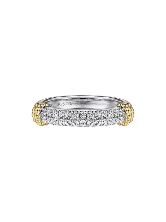 Gabriel & Co Women's Bujukan 14K Yellow Gold, White Sapphire & Sterling Silver Stackable Ring