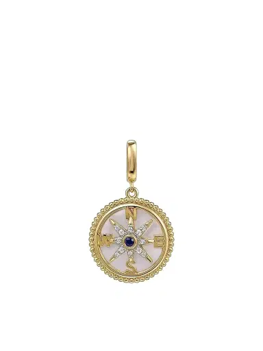 Gabriel & Co Women's Bujukan Compass Medallion 14K Yellow Gold, Sapphire, Mother-Of-Pearl & 0.07 TCW Diamond Pendant | Thumbnail 1