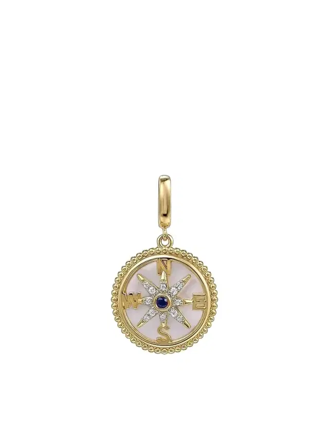 Gabriel & Co Women's Bujukan Compass Medallion 14K Yellow Gold, Sapphire, Mother-Of-Pearl & 0.07 TCW Diamond Pendant