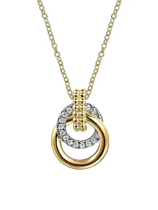Gabriel & Co Women's Bujukan Two-Tone 14K Gold & 0.24 TCW Diamond Interlocking Pendant Necklace