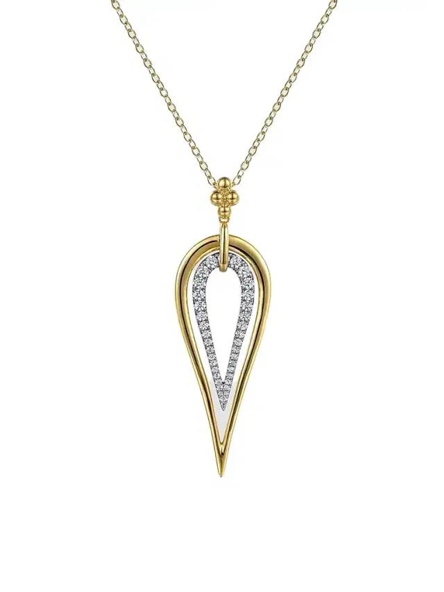 Gabriel & Co Women's Bujukan Two-Tone 14K Gold & 1.10 TCW Diamond Teardrop Pendant Necklace
