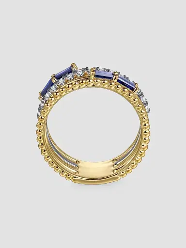 Gabriel & Co Women's Bujukan Two-Tone 14K Gold, Blue Sapphire & 0.20 TCW Diamond Multi-Band Ring | Thumbnail 5
