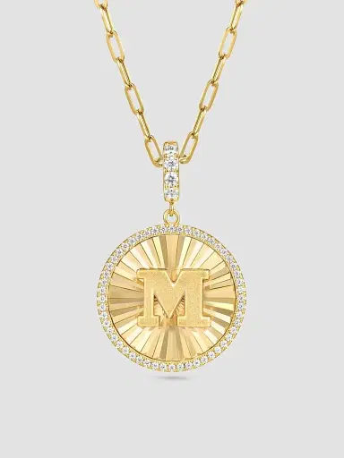 Gabriel & Co Women's Contemporary 14K Yellow Gold & 0.65 TCW Diamond Initial M Medallion Pendant | Thumbnail 4