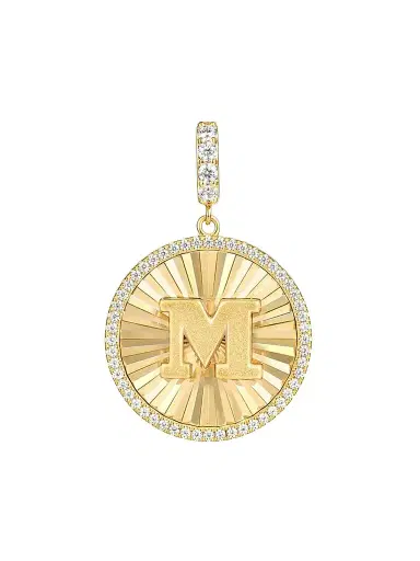 Gabriel & Co Women's Contemporary 14K Yellow Gold & 0.65 TCW Diamond Initial M Medallion Pendant | Thumbnail 1