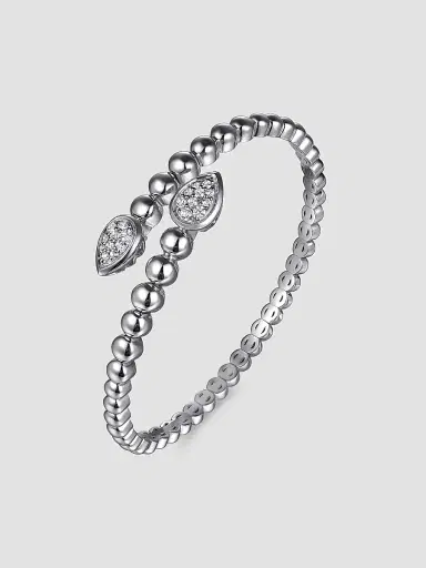 Gabriel & Co Women's Bujukan Sterling Silver & White Sapphire Bypass Bangle | Thumbnail 3