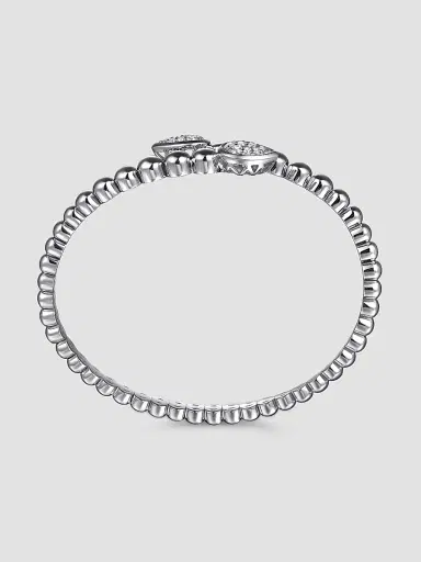 Gabriel & Co Women's Bujukan Sterling Silver & White Sapphire Bypass Bangle | Thumbnail 4