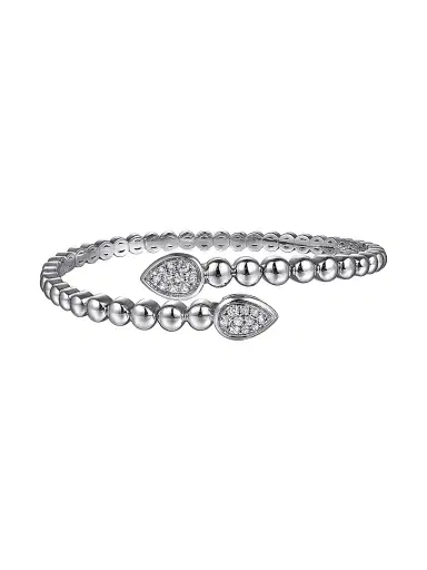 Gabriel & Co Women's Bujukan Sterling Silver & White Sapphire Bypass Bangle | Thumbnail 1