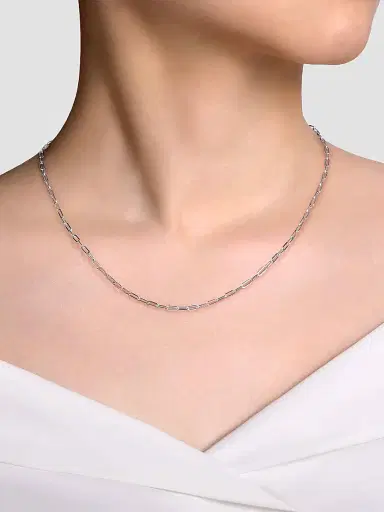 Gabriel & Co Women's Contemporary Sterling Silver Paper-Clip Necklace | Thumbnail 2
