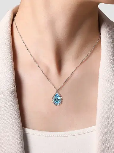 Gabriel & Co Women's Bujukan Sterling Silver & Swiss Blue Topaz Pendant Necklace | Thumbnail 2 Gabriel & Co Women's Bujukan Sterling Silver & Swiss Blue Topaz Pendant Necklace | Thumbnail 2