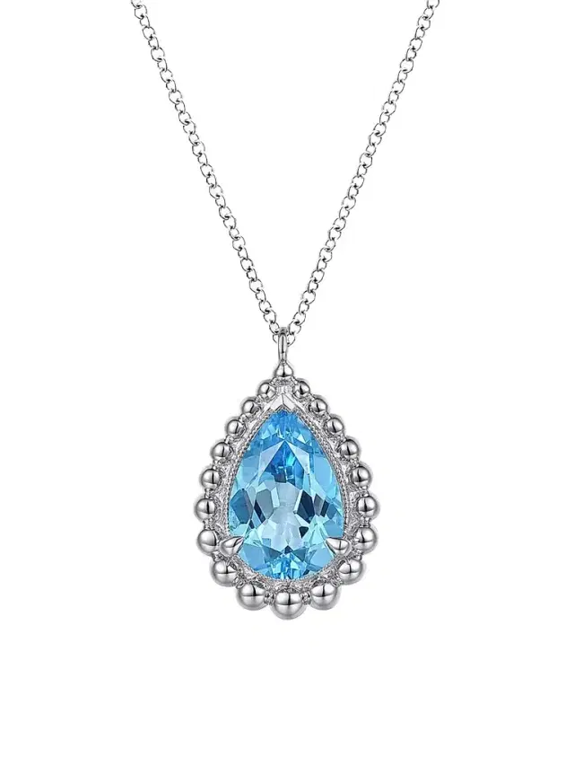 Gabriel & Co Women's Bujukan Sterling Silver & Swiss Blue Topaz Pendant Necklace
