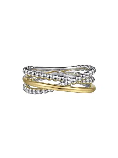 Gabriel & Co Women's Bujukan 14K White & Yellow Gold Crisscross Band Ring | Thumbnail 1 Gabriel & Co Women's Bujukan 14K White & Yellow Gold Crisscross Band Ring | Thumbnail 1
