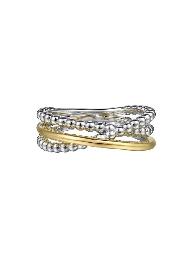 Gabriel & Co Women's Bujukan 14K White & Yellow Gold Crisscross Band Ring