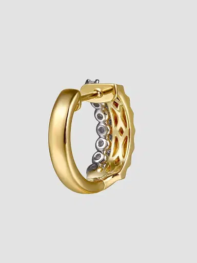 Gabriel & Co Women's Contemporary 14K White & Yellow Gold & 0.35 TCW Diamond Huggie Hoops | Thumbnail 4