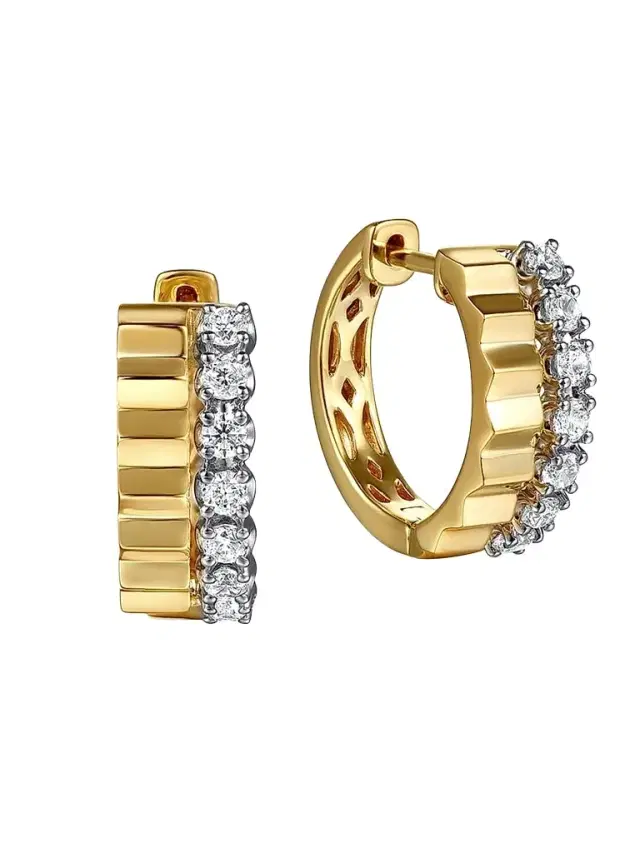 Gabriel & Co Women's Contemporary 14K White & Yellow Gold & 0.35 TCW Diamond Huggie Hoops