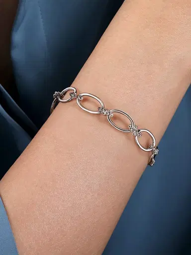 Gabriel & Co Women's Bujukan Sterling Silver Oval-Link Chain Bracelet | Thumbnail 2