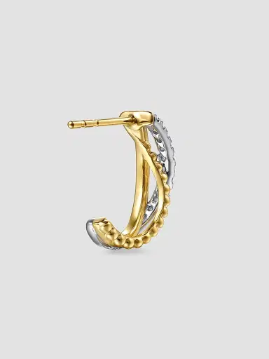 Gabriel & Co Women's Bujukan 14K White & Yellow Gold & 0.35 TCW Diamond Crisscross J-Hoops | Thumbnail 3