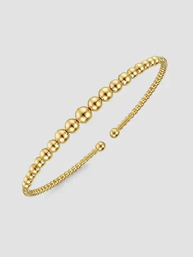 Gabriel & Co Women's Bujukan 14K Yellow Gold Beaded Open Bangle | Thumbnail 3