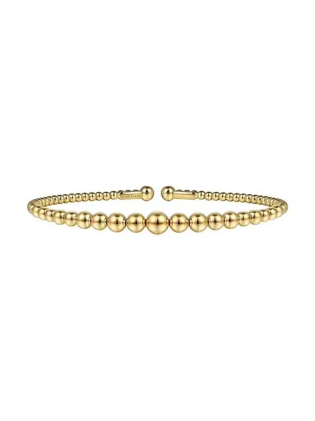 Gabriel & Co Women's Bujukan 14K Yellow Gold Beaded Open Bangle