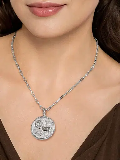 Gabriel & Co Women's Bujukan Sterling Silver & White Sapphire Aries Medallion Pendant | Thumbnail 3 Gabriel & Co Women's Bujukan Sterling Silver & White Sapphire Aries Medallion Pendant | Thumbnail 3