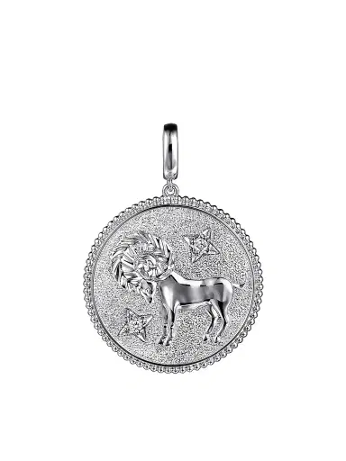 Gabriel & Co Women's Bujukan Sterling Silver & White Sapphire Aries Medallion Pendant | Thumbnail 1 Gabriel & Co Women's Bujukan Sterling Silver & White Sapphire Aries Medallion Pendant | Thumbnail 1