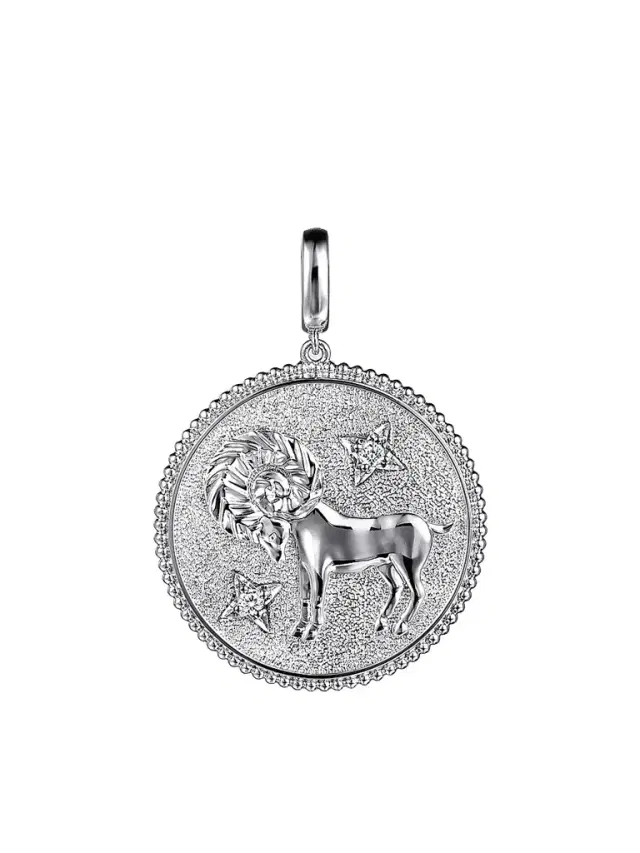 Gabriel & Co Women's Bujukan Sterling Silver & White Sapphire Aries Medallion Pendant
