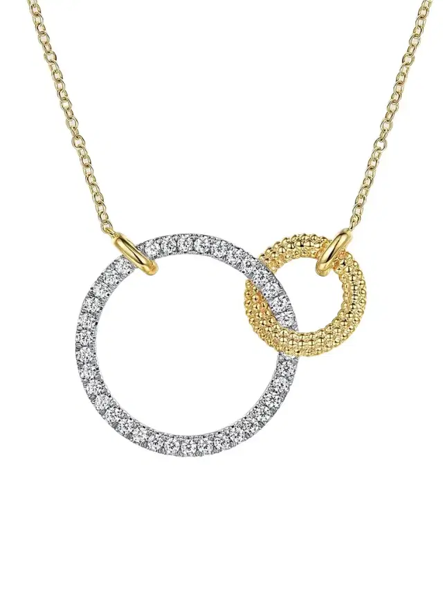 Gabriel & Co Women's Bujukan Two-Tone 14K Gold & 0.80 TCW Diamond Interlocking Pendant Necklace