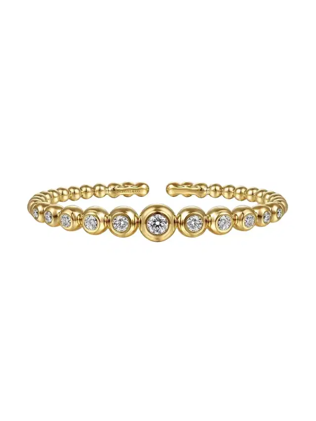 Gabriel & Co Women's Bujukan 14K Yellow Gold & 1.50 TCW Diamond Beaded Cuff
