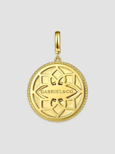Gabriel & Co Women's Bujukan Evil Eye Medallion 14K Yellow Gold, Blue Sapphire & 0.13 TCW Diamond Pendant | Thumbnail 3
