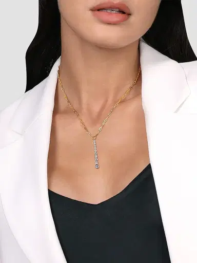 Gabriel & Co Women's Contemporary 14K White & Yellow Gold & 0.50 TCW Diamond Paperclip Chain Necklace | Thumbnail 3