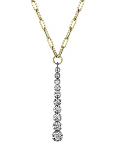 Gabriel & Co Women's Contemporary 14K White & Yellow Gold & 0.50 TCW Diamond Paperclip Chain Necklace | Thumbnail 1
