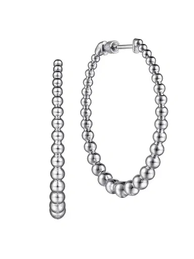 Gabriel & Co Women's Bujukan Sterling Silver Beaded Hoop Earrings/40MM | Thumbnail 1