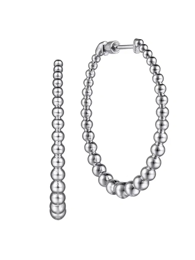 Gabriel & Co Women's Bujukan Sterling Silver Beaded Hoop Earrings/40MM