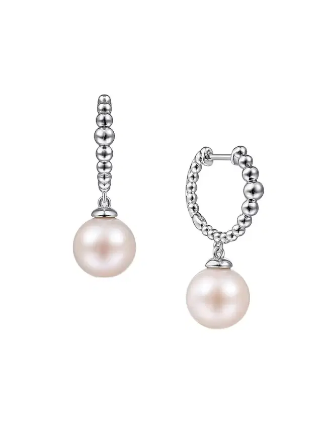 Gabriel & Co Women's Bujukan Sterling Silver & Cultured Freshwater Pearl Huggie Hoops