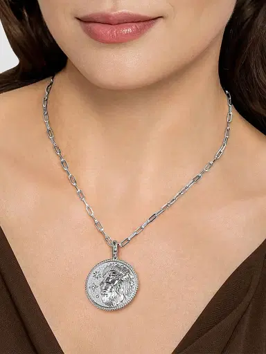 Gabriel & Co Women's Bujukan Leo Medallion Sterling Silver & White Sapphire Pendant | Thumbnail 3 Gabriel & Co Women's Bujukan Leo Medallion Sterling Silver & White Sapphire Pendant | Thumbnail 3