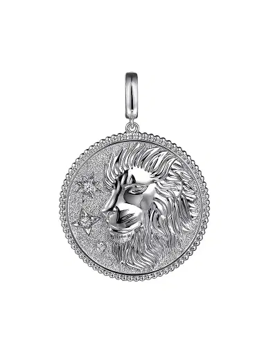 Gabriel & Co Women's Bujukan Leo Medallion Sterling Silver & White Sapphire Pendant | Thumbnail 1 Gabriel & Co Women's Bujukan Leo Medallion Sterling Silver & White Sapphire Pendant | Thumbnail 1