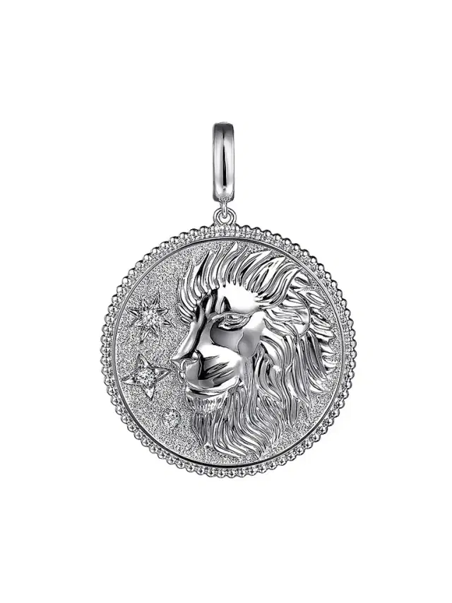 Gabriel & Co Women's Bujukan Leo Medallion Sterling Silver & White Sapphire Pendant