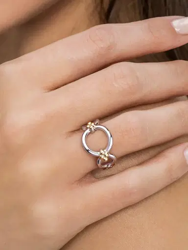 Gabriel & Co Women's Bujukan Sterling Silver & 14K Yellow Gold Chain Ring | Thumbnail 2
